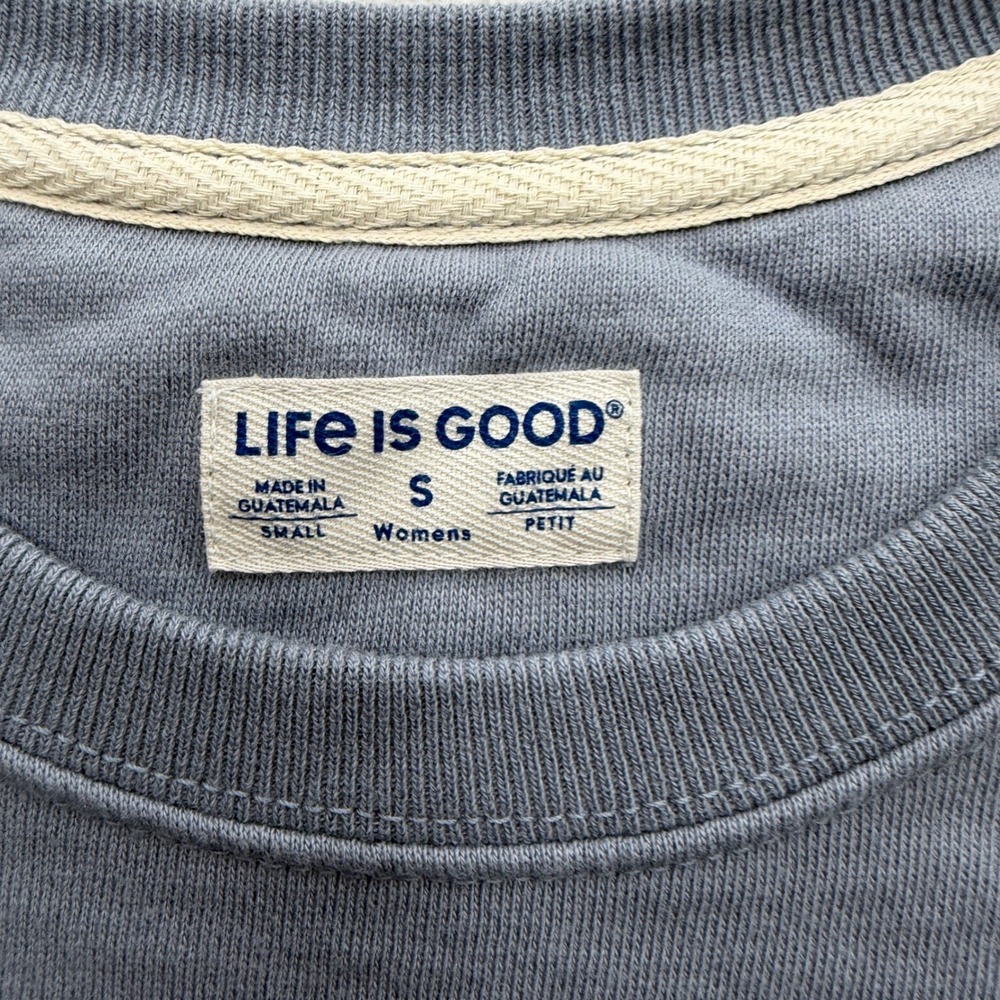 Life Is Good Womens S Blue Cotton Floral Graphic Crewneck Sweatshirt F24-W10238 - Picture 3 of 9